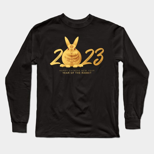 Chinese new year 2023 with numbers and rabbits Long Sleeve T-Shirt by Shaniya Abernathy